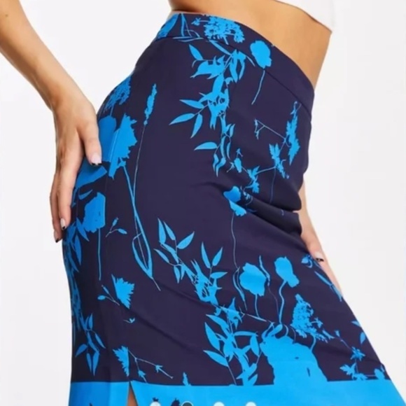 NWT! TED BAKER LONDON Selaah bluebell side slit midi skirt in blue - Picture 2 of 6